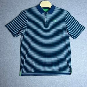 Under Armour Men's Blue and Green Striped HeatGear Golf‎ Polo Shirt Size XL